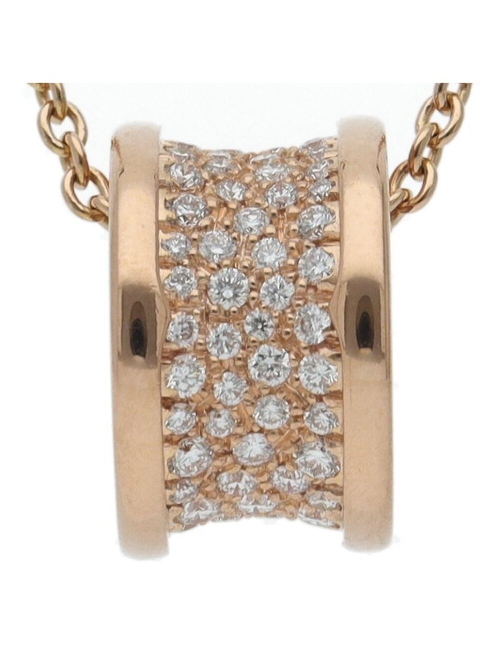 Bvlgari B.Zero1 Pave Diamond Necklace 18K Pink Gold